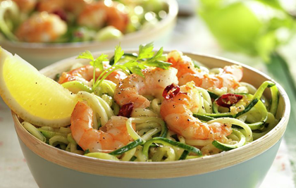 ESPAGUETIS DE CALABACÍN CON GAMBAS